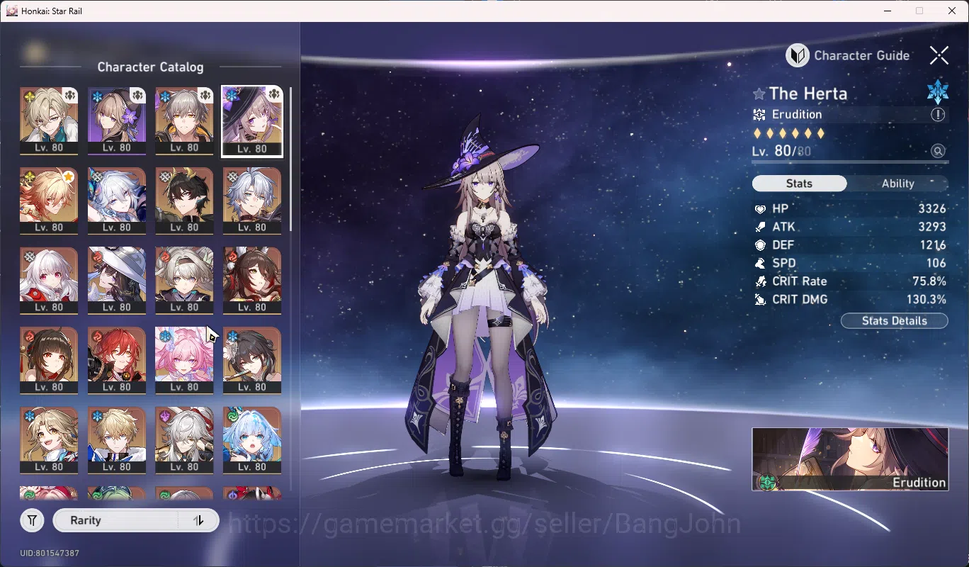 Honkai Star Rail Accounts Others ASIA | TL 70 | 23 Limit | Premium Team Phainon+FireFly+The Herta | Ther Herta+Sign |HSR066B 2