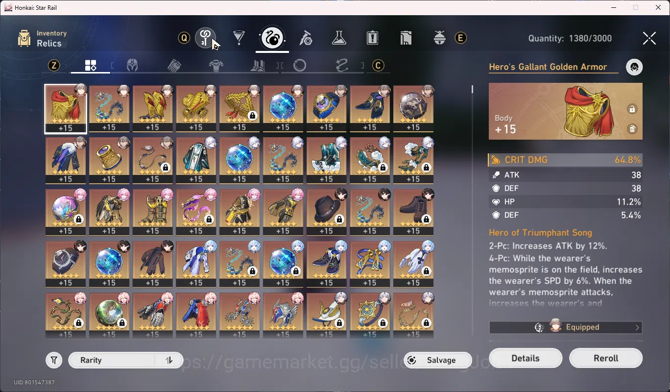 Honkai Star Rail Accounts Others ASIA | TL 70 | 23 Limit | Premium Team Phainon+FireFly+The Herta | Ther Herta+Sign |HSR066B 6