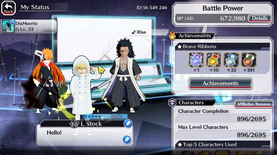 Bleach: Brave Souls Accounts High-End [GLOBAL]48K Orbs|Gremmy 9Th Anniv, Kenpachi 9Th Anniv,2 2
