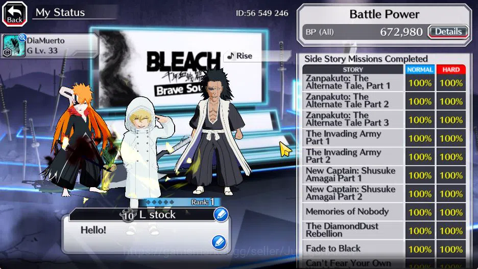 Bleach: Brave Souls Accounts High-End [GLOBAL]48K Orbs|Gremmy 9Th Anniv, Kenpachi 9Th Anniv,2 4