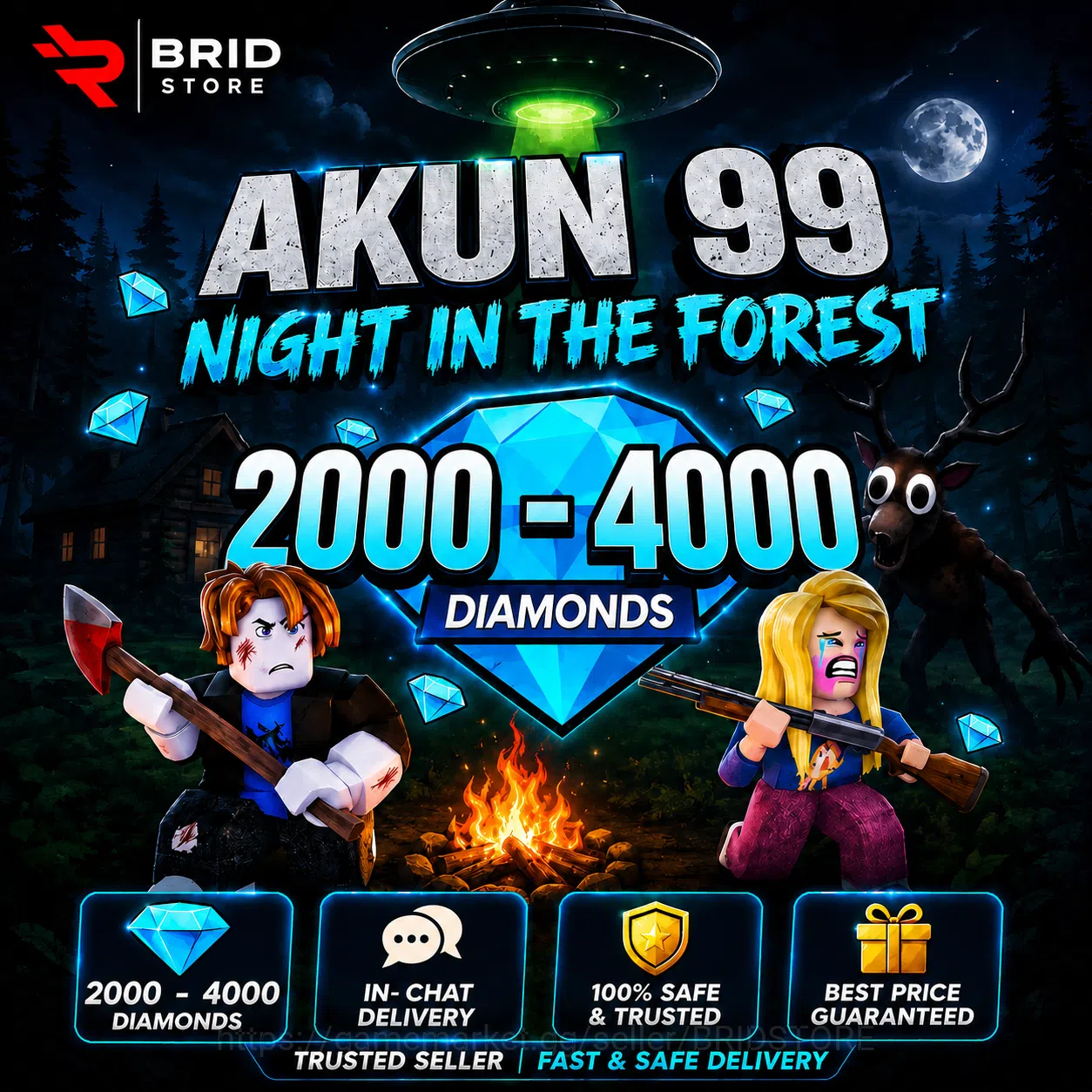 Roblox Accounts 99 Nights in the Forest | 2000-4000 Diamonds image 1