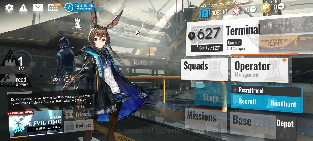 Arknights Accounts Starter Fresh Starter Lvl 1|31 Operator|2 Limited Chongyue & Wang|Birthday Unset|Terminal 1