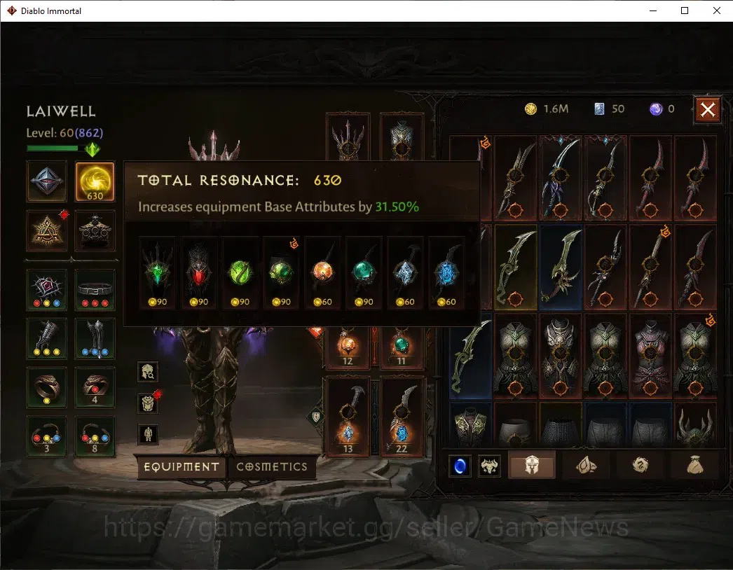 Diablo Immortal Accounts NA  - high heaven |CS ON|Lv 60 (862)|Tempest|CR 44 image 4