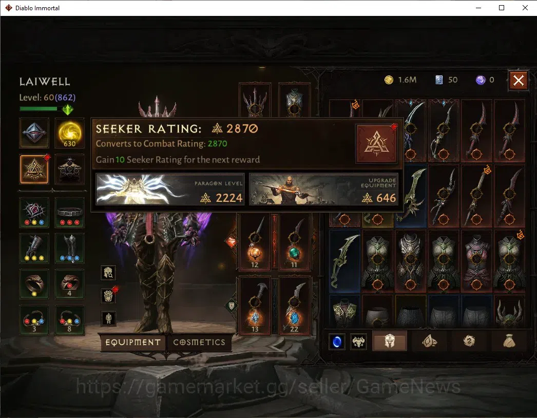 Diablo Immortal Accounts NA  - high heaven |CS ON|Lv 60 (862)|Tempest|CR 44 image 5