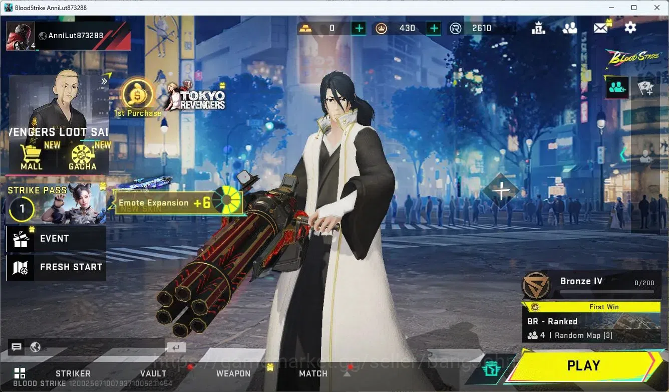 Blood Strike Accounts ASIA | BLEACH: Byakuya Kuchiki | Legendary Minigun image 1