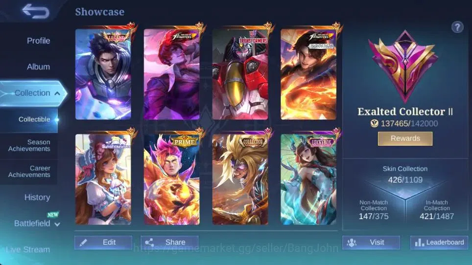Mobile Legends: Bang Bang Accounts Global|Hero 132|Skin 426|Exalted|Legend Alucard,KO image 2