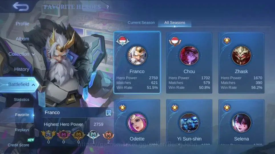 Mobile Legends: Bang Bang Accounts Global|Hero 132|Skin 426|Exalted|Legend Alucard,KO image 4