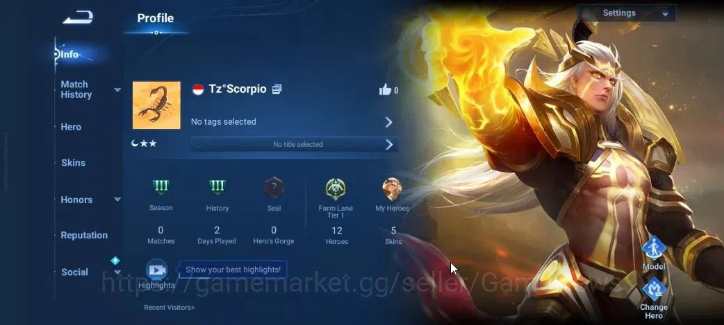 Honor of Kings Accounts Hero 12 Skin 5|Legend Yao,Rare LianPo,S6 Luara,Con image 2