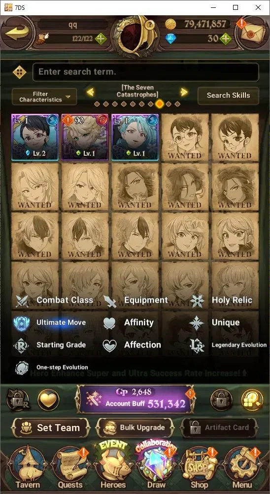 The Seven Deadly Sins: Grand Cross Accounts Starter ASIA| Starter| 531,342 Power | UR: Meliodas, Ban, King, Diane, Gowther 6