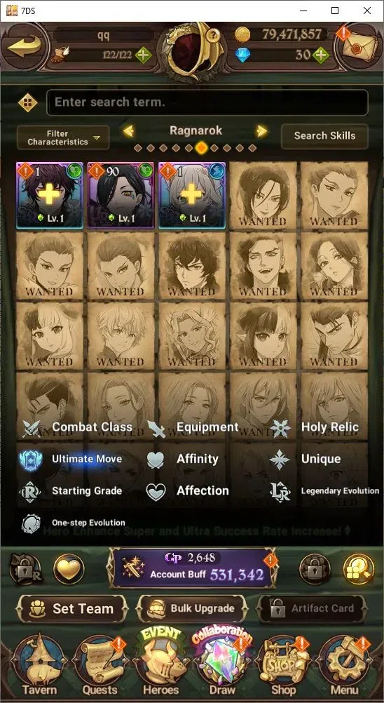 The Seven Deadly Sins: Grand Cross Accounts Starter ASIA| Starter| 531,342 Power | UR: Meliodas, Ban, King, Diane, Gowther 7