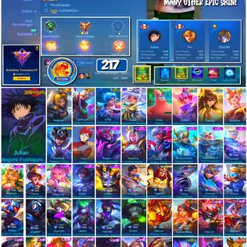 Mobile Legends: Bang Bang Accounts #4331 217 Skins | Julian Megumi Fushiguro (JUJUTSU KAISEN) | Badang Pegasus Seiya (SAINT