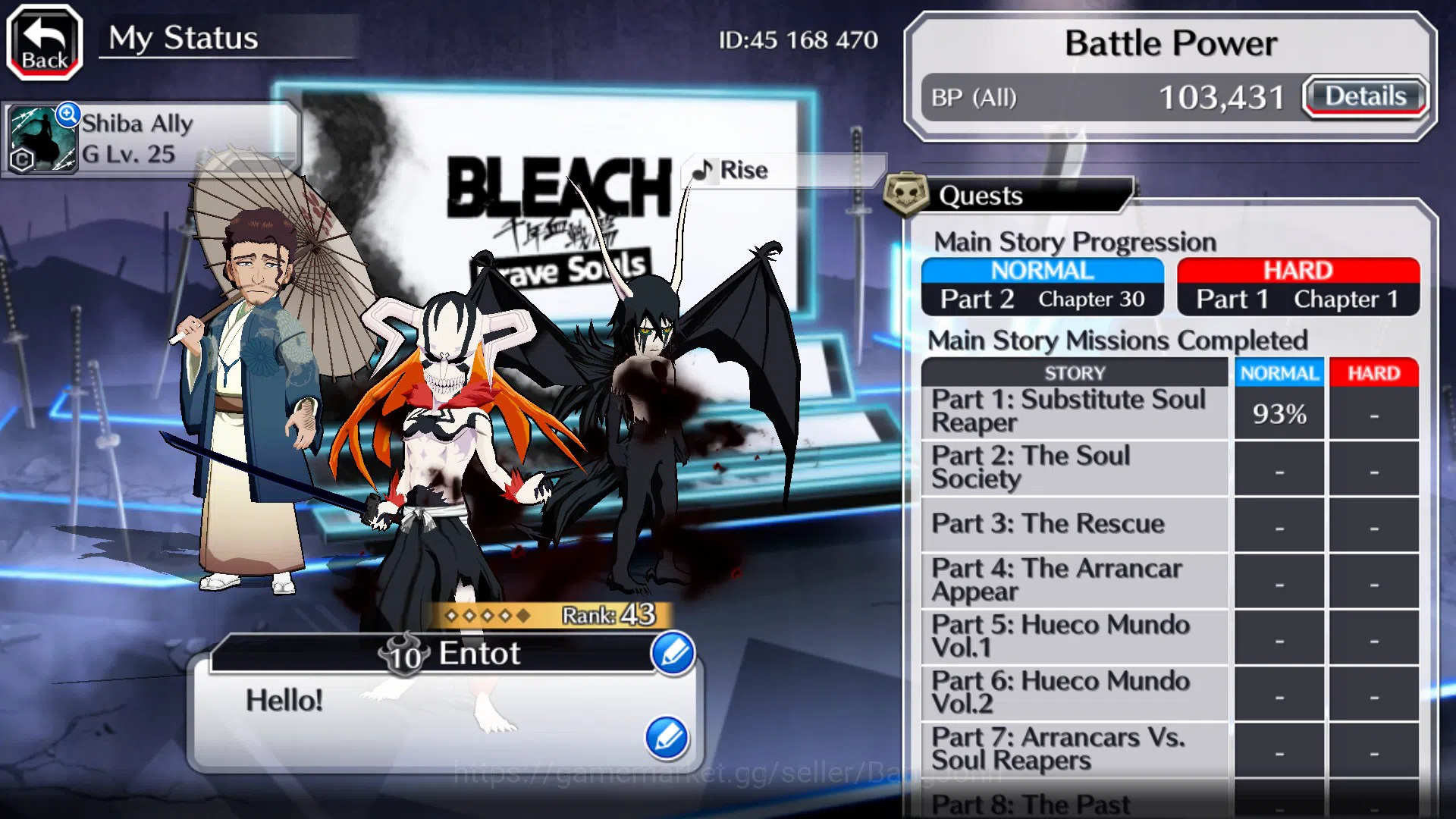 Bleach: Brave Souls Accounts Others GLOBAL]11K Orb+Fresh All 4