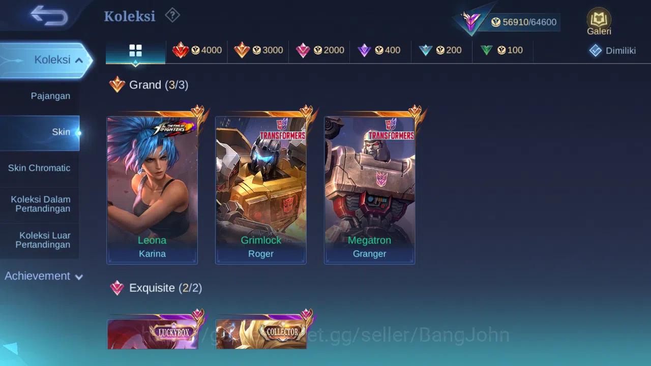 Mobile Legends: Bang Bang Accounts Others Hero 117 Skin 234 | Transformers Granger, Roger | CC Badang | Luckybox Haya 2