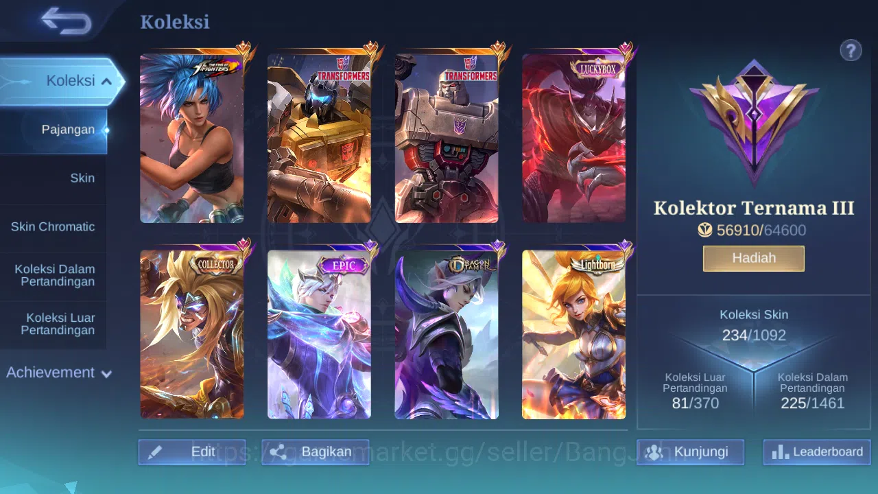 Mobile Legends: Bang Bang Accounts Others Hero 117 Skin 234 | Transformers Granger, Roger | CC Badang | Luckybox Haya 9