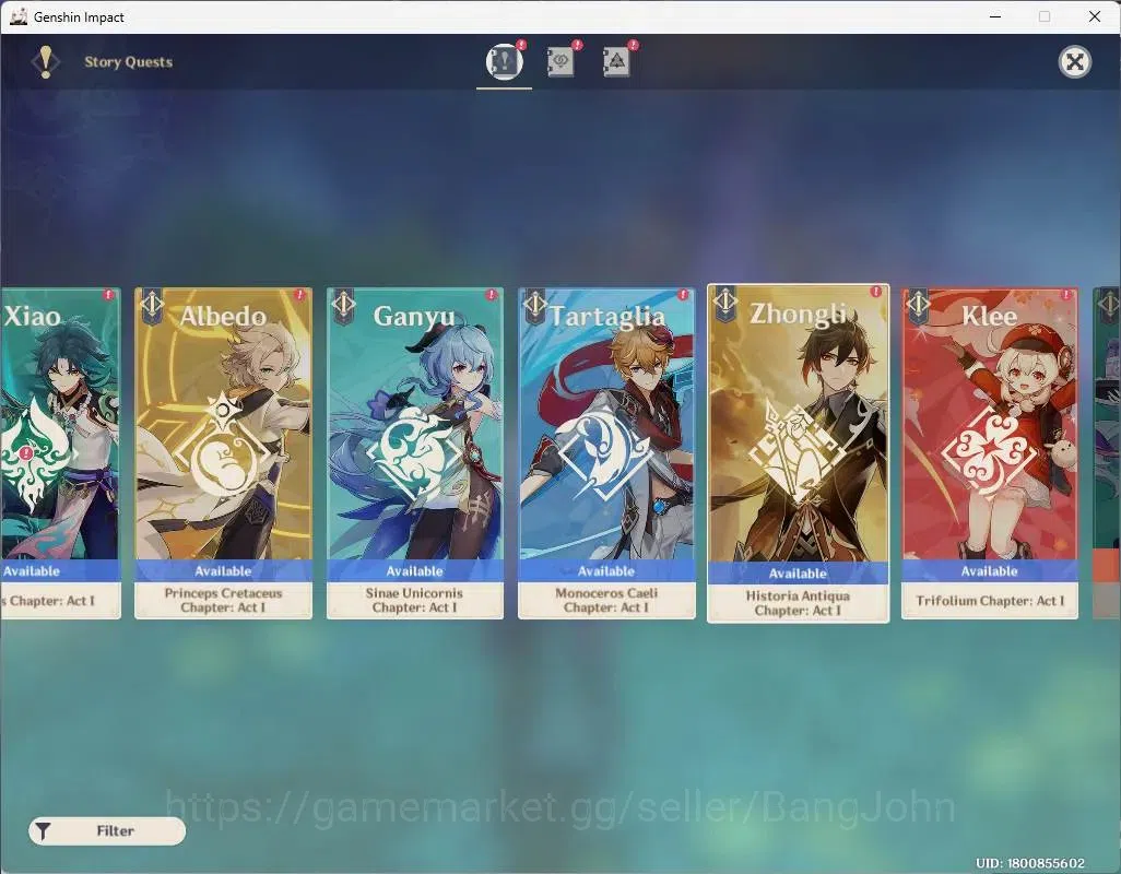 Genshin Impact Accounts ASIA|AR 54| 2 Limited |Xiao+Sign+C2,Furina |Mc Mal image 3
