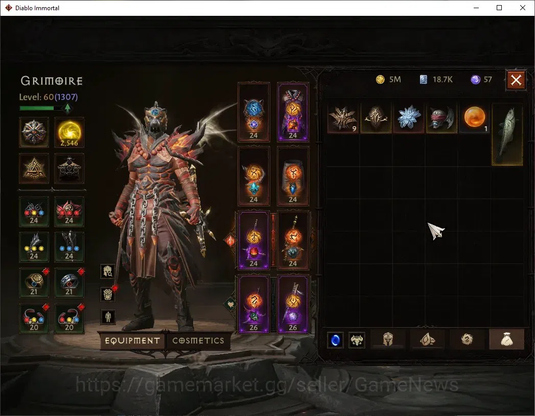 Diablo Immortal Accounts High-End SA - Halbu|CS OFF|Lv 60 (1307)|Monk|CR 54k|Reso 2546|Paragon Vanquisher|Inferno IX|9 10