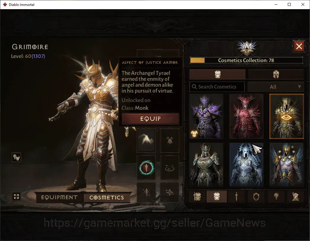 Diablo Immortal Accounts High-End SA - Halbu|CS OFF|Lv 60 (1307)|Monk|CR 54k|Reso 2546|Paragon Vanquisher|Inferno IX|9 12