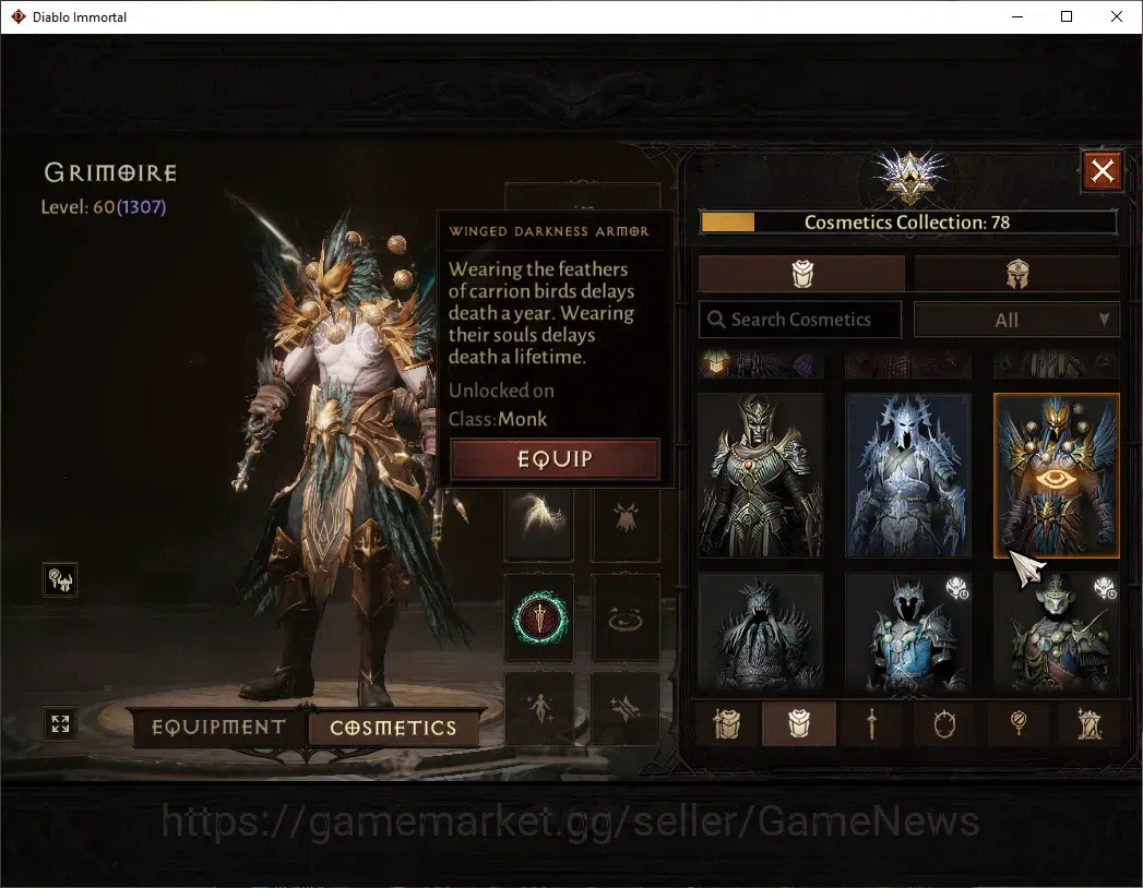 Diablo Immortal Accounts High-End SA - Halbu|CS OFF|Lv 60 (1307)|Monk|CR 54k|Reso 2546|Paragon Vanquisher|Inferno IX|9 15