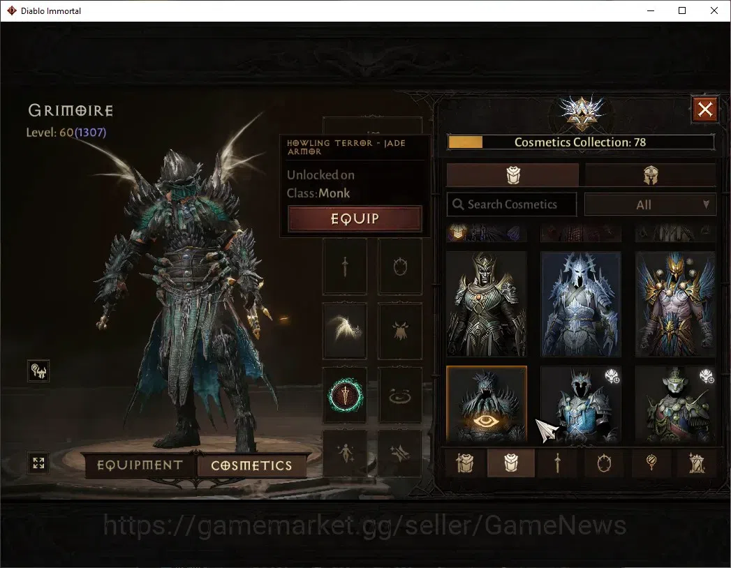 Diablo Immortal Accounts High-End SA - Halbu|CS OFF|Lv 60 (1307)|Monk|CR 54k|Reso 2546|Paragon Vanquisher|Inferno IX|9 16