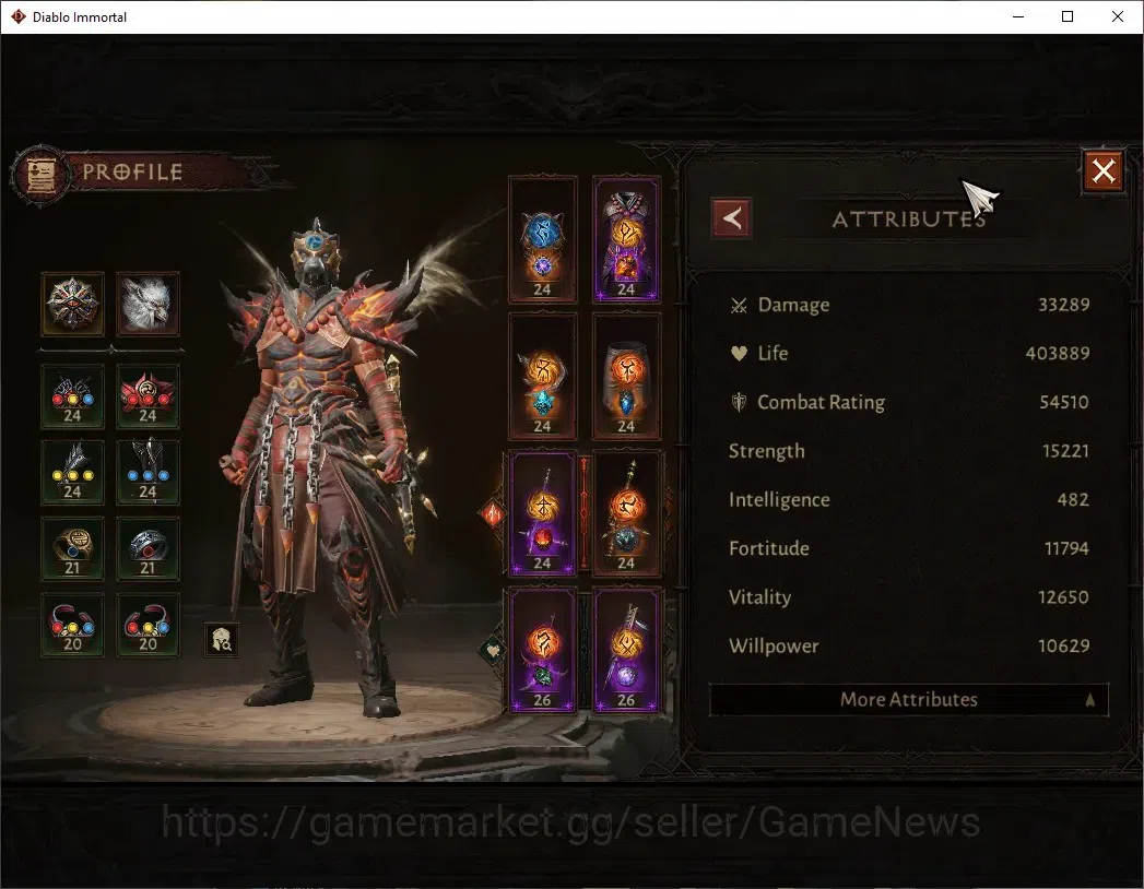 Diablo Immortal Accounts High-End SA - Halbu|CS OFF|Lv 60 (1307)|Monk|CR 54k|Reso 2546|Paragon Vanquisher|Inferno IX|9 3