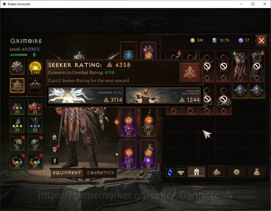 Diablo Immortal Accounts High-End SA - Halbu|CS OFF|Lv 60 (1307)|Monk|CR 54k|Reso 2546|Paragon Vanquisher|Inferno IX|9 5