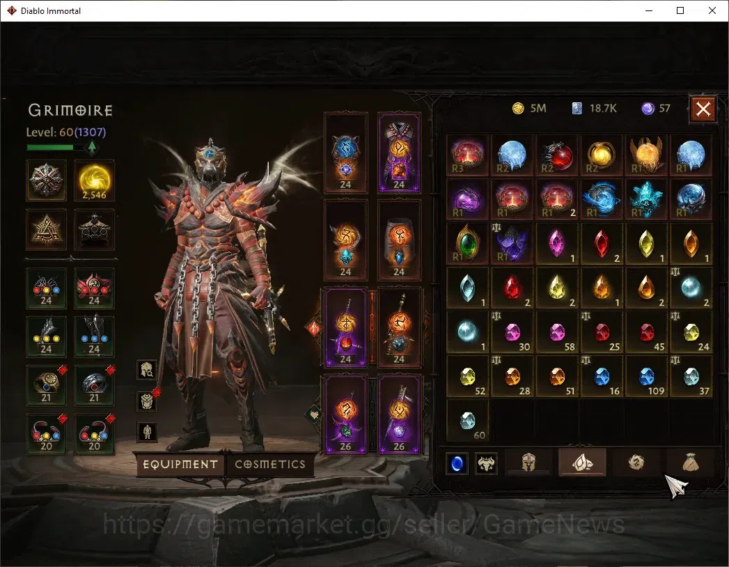 Diablo Immortal Accounts High-End SA - Halbu|CS OFF|Lv 60 (1307)|Monk|CR 54k|Reso 2546|Paragon Vanquisher|Inferno IX|9 6