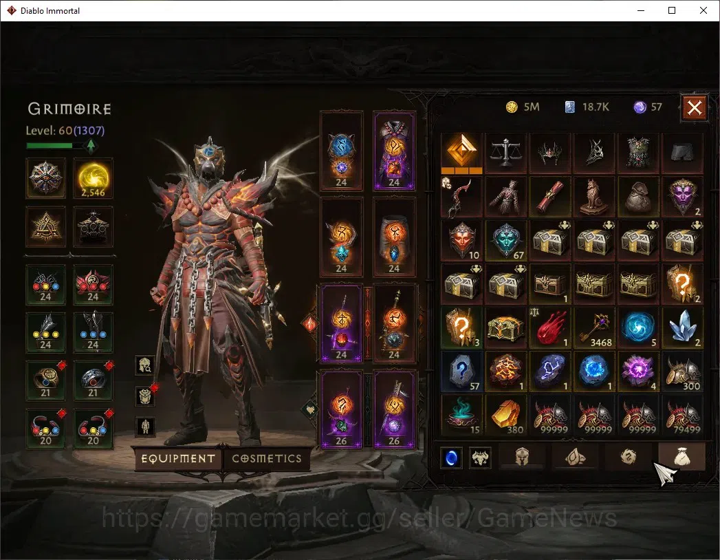 Diablo Immortal Accounts High-End SA - Halbu|CS OFF|Lv 60 (1307)|Monk|CR 54k|Reso 2546|Paragon Vanquisher|Inferno IX|9 8