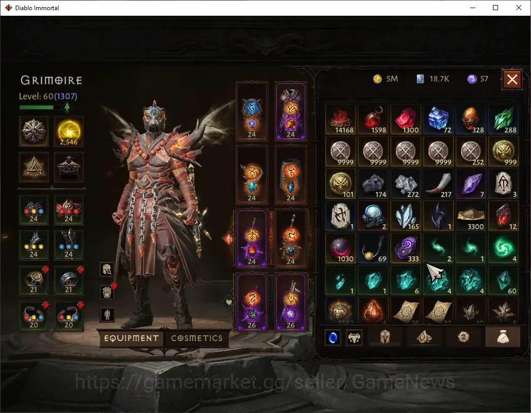 Diablo Immortal Accounts High-End SA - Halbu|CS OFF|Lv 60 (1307)|Monk|CR 54k|Reso 2546|Paragon Vanquisher|Inferno IX|9 9