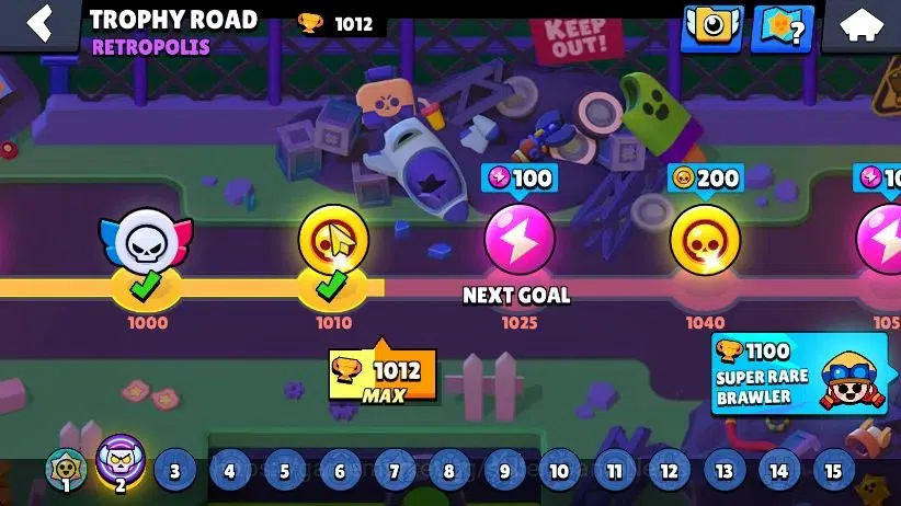 Brawl Stars Accounts 1012 Trophy|15 Brawler 4 Max Lvl [Lily,Edgar,Bo,Shelly]|1Myth Skins [Starr Patrol Juju] 1Epic [Amazing 10