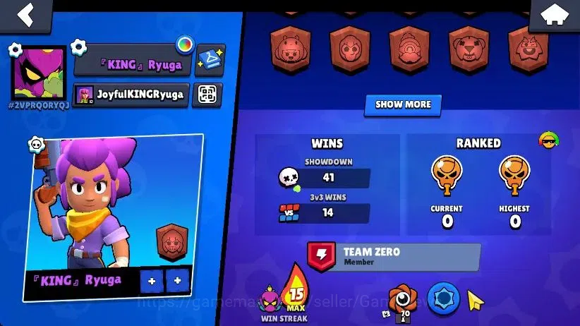 Brawl Stars Accounts 1012 Trophy|15 Brawler 4 Max Lvl [Lily,Edgar,Bo,Shelly]|1Myth Skins [Starr Patrol Juju] 1Epic [Amazing 2