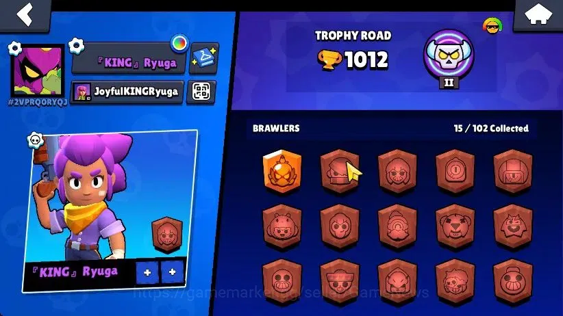 Brawl Stars Accounts 1012 Trophy|15 Brawler 4 Max Lvl [Lily,Edgar,Bo,Shelly]|1Myth Skins [Starr Patrol Juju] 1Epic [Amazing 9
