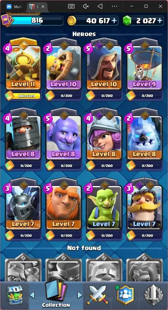 Clash Royale Accounts Global |CL 816|KTL 11|Trophy 5016|90 Cards|1 Hero| image 10