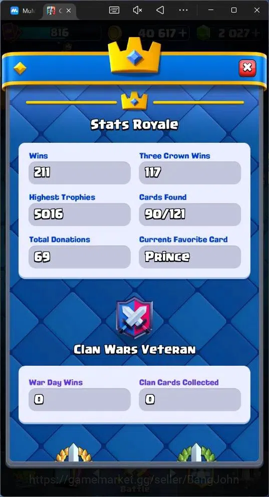 Clash Royale Accounts Global |CL 816|KTL 11|Trophy 5016|90 Cards|1 Hero| image 5