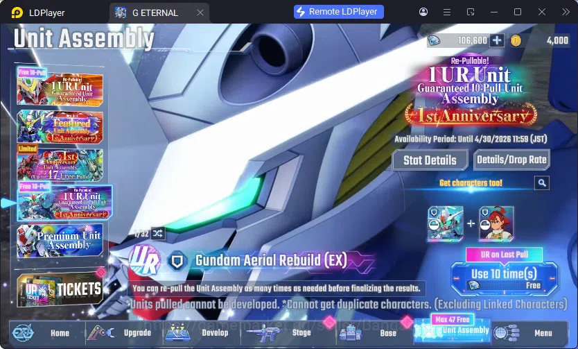 SD Gundam G Generation ETERNAL Accounts Global Rank 1 | FreshStory | 100+K Diamond, Selector Banner On, 8Gundam SSR+ 2Supp 2