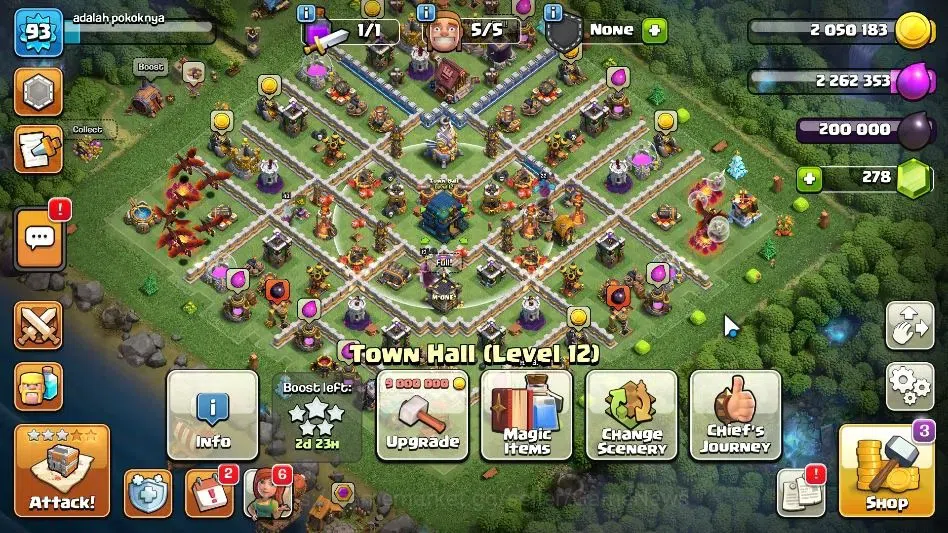 Clash of Clans Accounts TH 12-BH 8|LV 93|HH 5|BK 43,AQ 43,GW 19,MP 22|BM 1 image 1