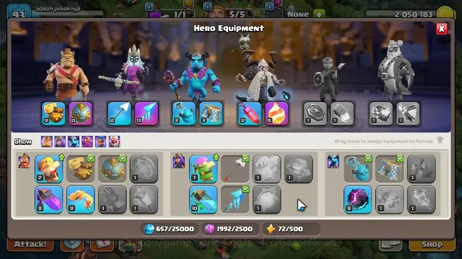 Clash of Clans Accounts TH 12-BH 8|LV 93|HH 5|BK 43,AQ 43,GW 19,MP 22|BM 1 image 9