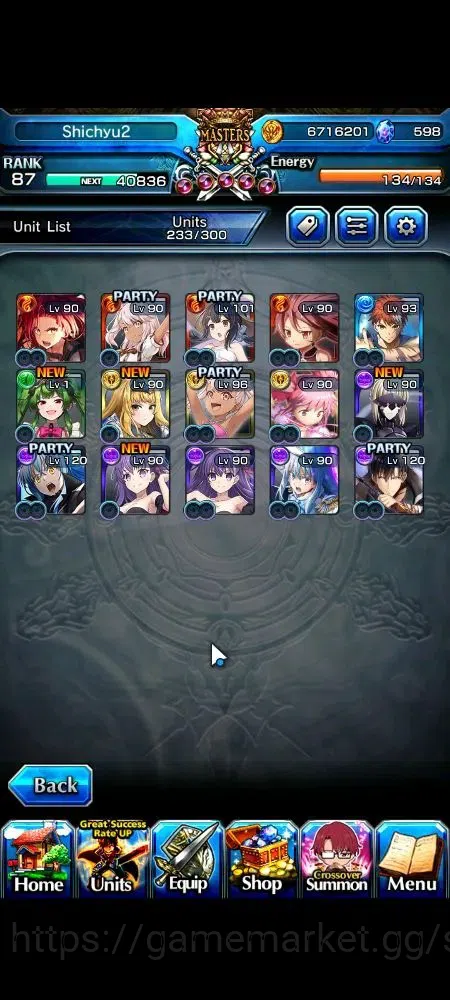 Grand Summoners Accounts Global|Rank 87|598 cc|15 Ascend+6 TW|(Emiya,DL Rim image 3