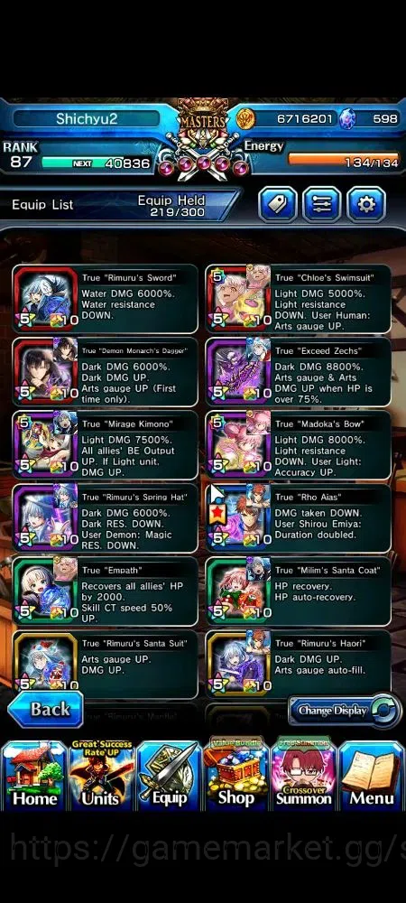 Grand Summoners Accounts Global|Rank 87|598 cc|15 Ascend+6 TW|(Emiya,DL Rim image 4