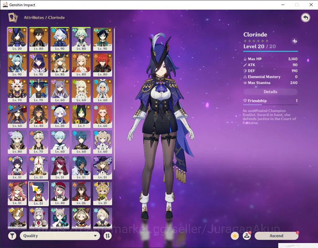 Genshin Impact Accounts End Game ASIA| AR 56|10 Limited +2(*5Weapon)|Furina +Sign,Clorinde,Zhongli,Yoimiya,Shogun,Etc |MC 3