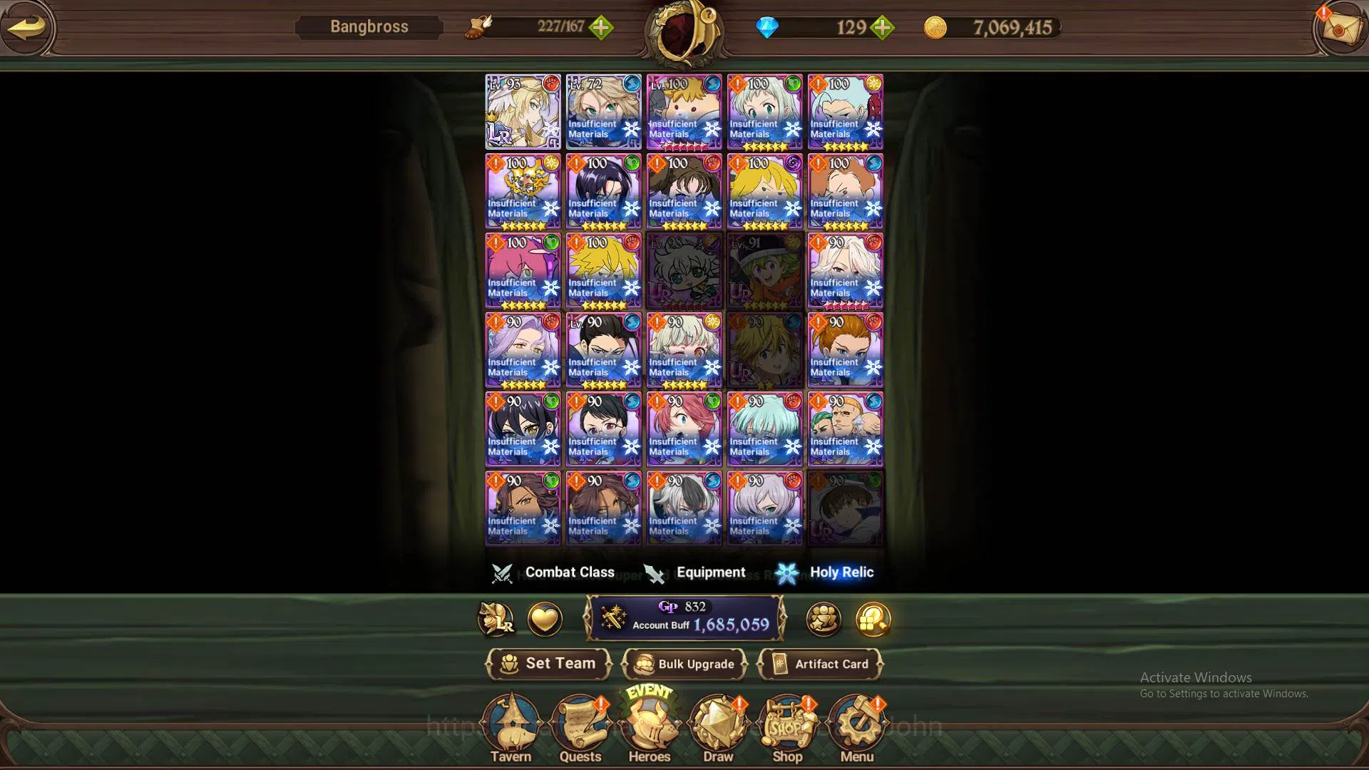 The Seven Deadly Sins: Grand Cross Accounts Others GLOBAL|1.6M CC|2LR Brunhild,Roxy|9 UR 10
