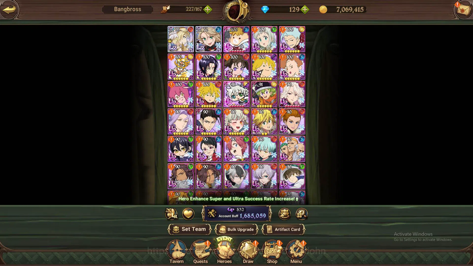 The Seven Deadly Sins: Grand Cross Accounts Others GLOBAL|1.6M CC|2LR Brunhild,Roxy|9 UR 9