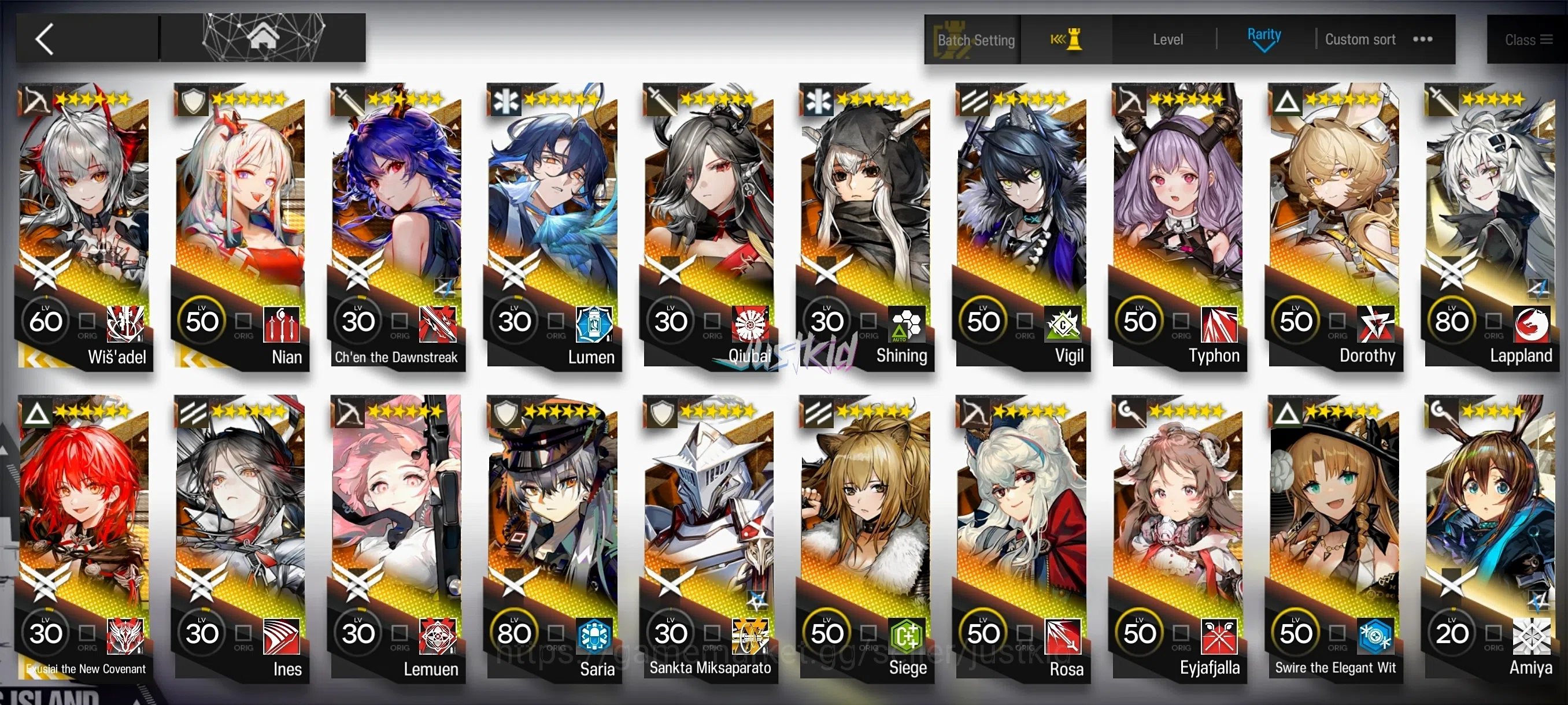 Arknights Accounts Mid-Tier ARKNIGHTS GLOBAL EARLYMID 18*6 , 3 LIMITED WISADEL,EXUSIAI ALTER,NIAN , INES,LEMUEN,TYPHON,CHEN 1