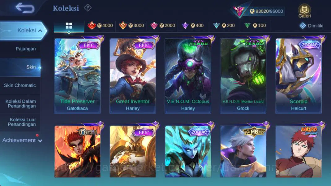 Mobile Legends: Bang Bang Accounts hero 130+, skin 352 legend franco, prime claude, p image 10