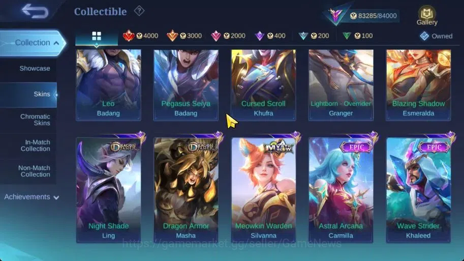 Mobile Legends: Bang Bang Accounts Collector Hero 133|Skin 332|Highest Glory 99|Karina KOF,Floryn 12