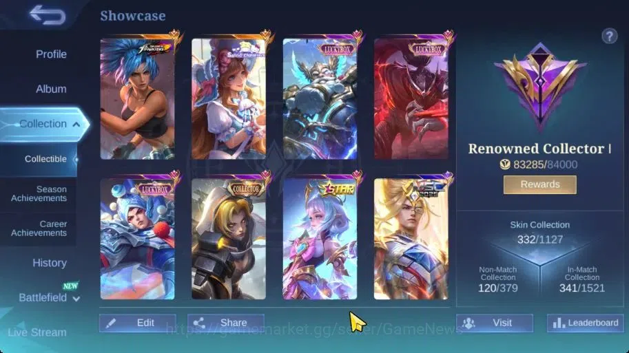 Mobile Legends: Bang Bang Accounts Collector Hero 133|Skin 332|Highest Glory 99|Karina KOF,Floryn 2