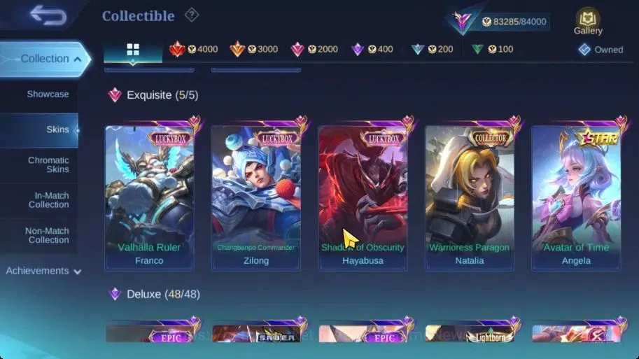 Mobile Legends: Bang Bang Accounts Collector Hero 133|Skin 332|Highest Glory 99|Karina KOF,Floryn 6