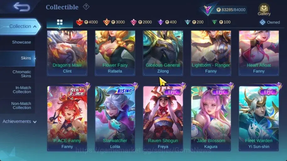 Mobile Legends: Bang Bang Accounts Collector Hero 133|Skin 332|Highest Glory 99|Karina KOF,Floryn 8