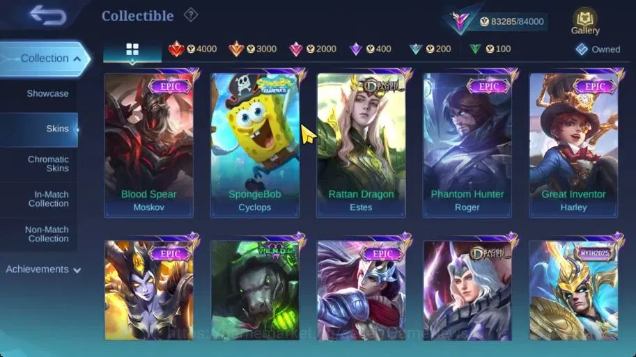Mobile Legends: Bang Bang Accounts Collector Hero 133|Skin 332|Highest Glory 99|Karina KOF,Floryn 9