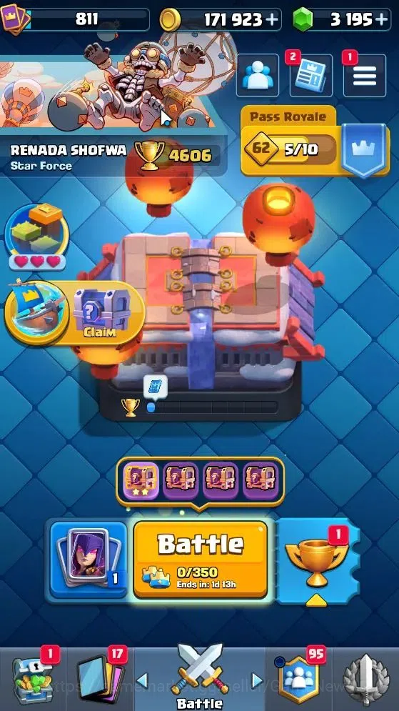Clash Royale Accounts Lv 10|Trophy 4606|Limited Skin|Card 97/121|1 Hero image 1