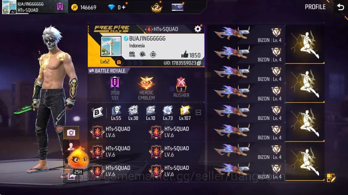 Free Fire Accounts Indonesia | Evo(Thompson Lv5) | M1887 Emerald Powe image 16